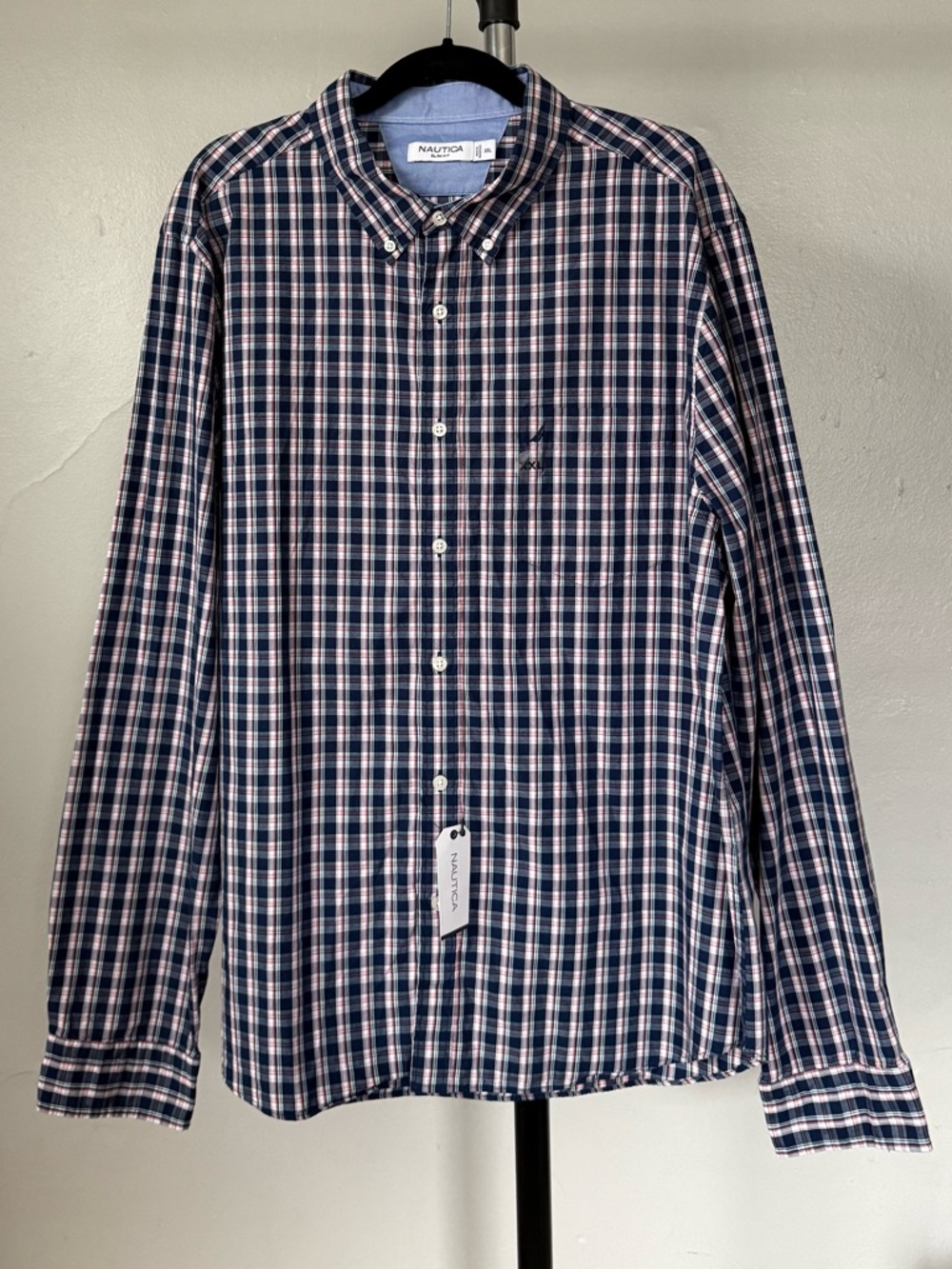 Nautica NWT Men’s Button Down Slim Fit Shirt Summer Plaid XXL